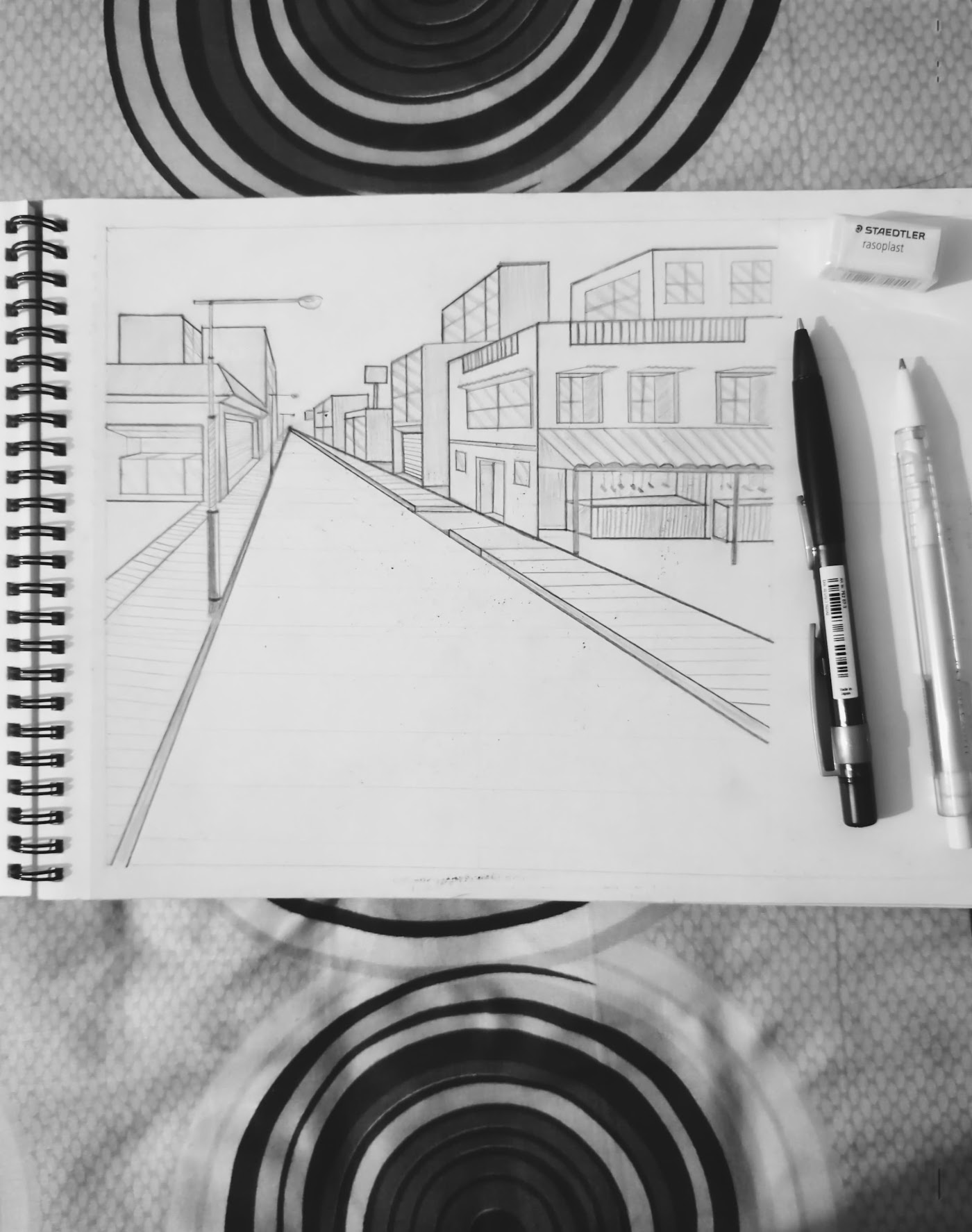 One Point Perspective Street Drawing